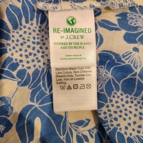 J Crew Blue Floral Halter Cross Back Cotton Voile Cover Up Mini Dress Size Small - Picture 8 of 13